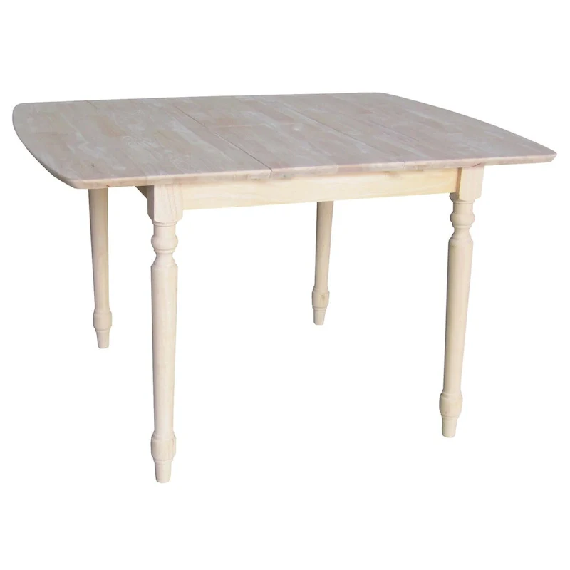 Unfinished Parawood Dining Table with Butterfly Extension, Seats 4–6