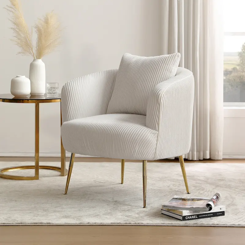 Art Leon Modern Velvet Accent Barrel Chair