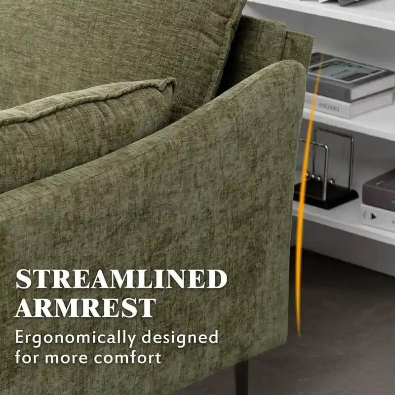 U-Shaped 6-Seat Sectional Sofa, Reversible Sleeper in Modern Chenille Design, with Chaise Lounge and Ottoman