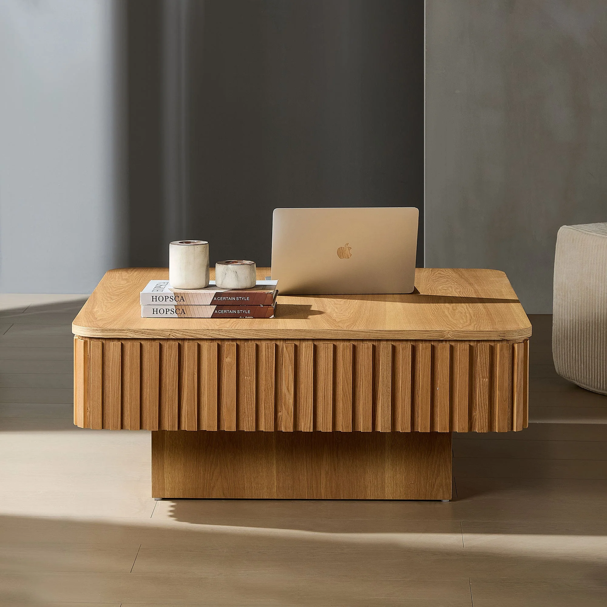 Walker Edison | Fluted Modern Lift Top Coffee Table and Desk