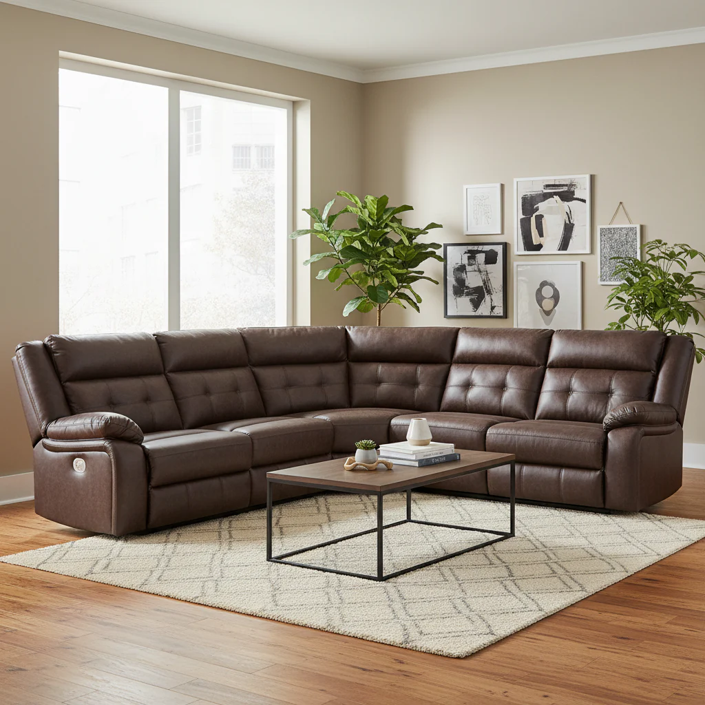 Dark Brown 4-Piece Power Reclining Sectional - 107W x 75D x 41H