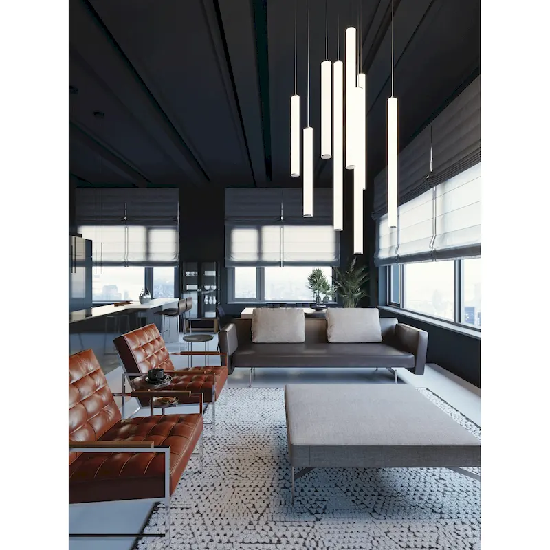 Caden White Acrylic/ Metal 24-inch Cylindrical LED Pendant