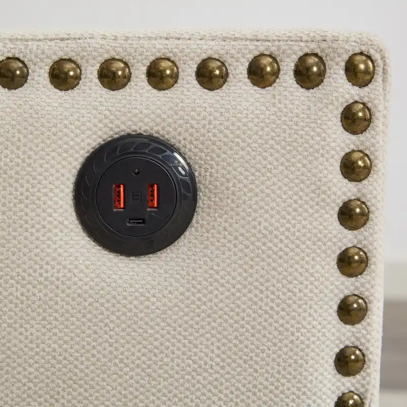 Cream White Modern 30.3  Accent Chair with USB