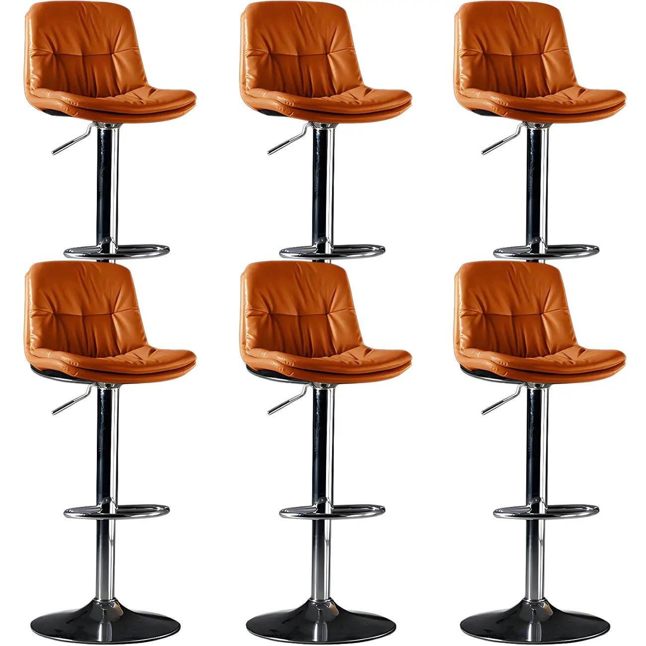 Adjustable Leather Low Back Swivel Bar Stool