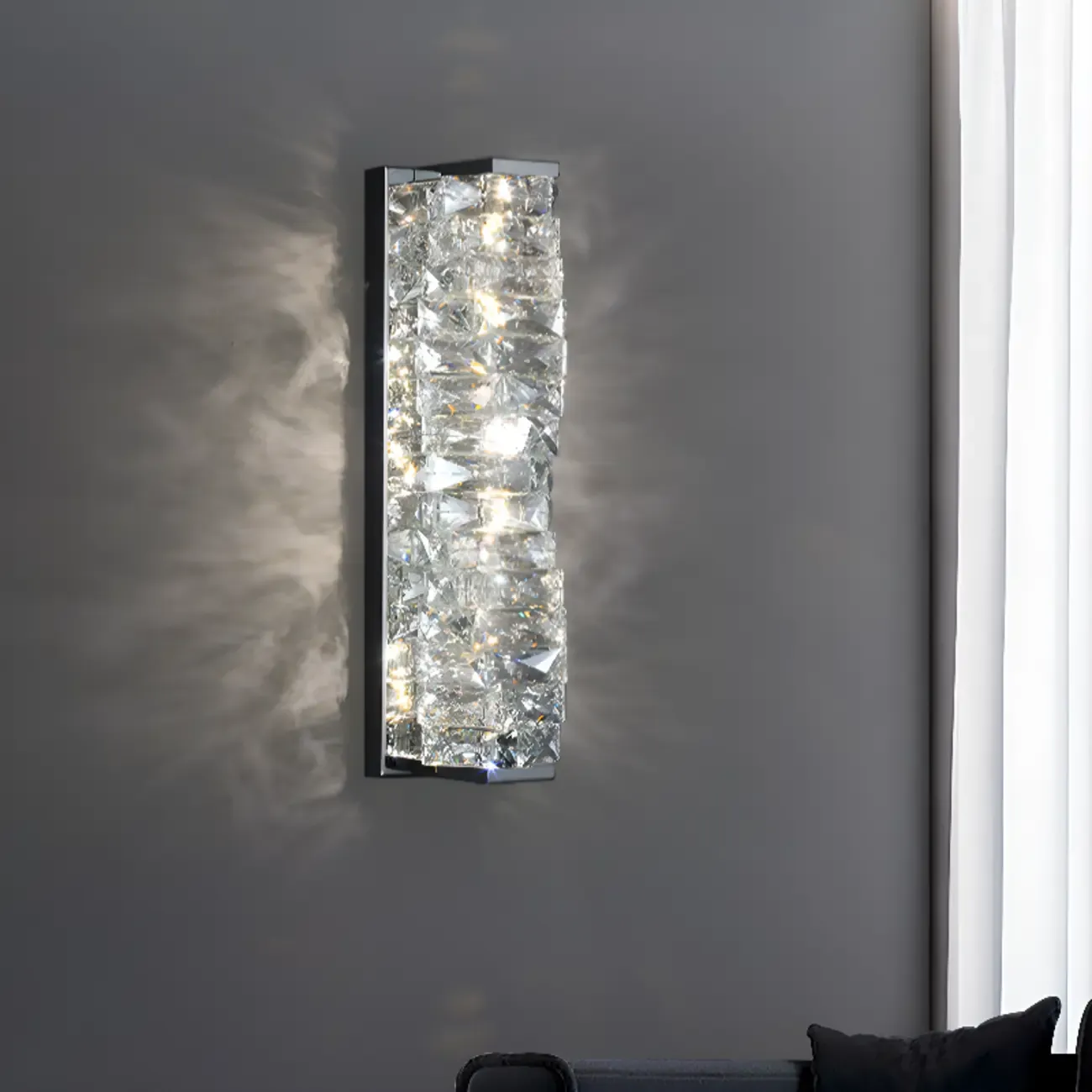 2-Light Geometric Wall Light with Clear Crystal
