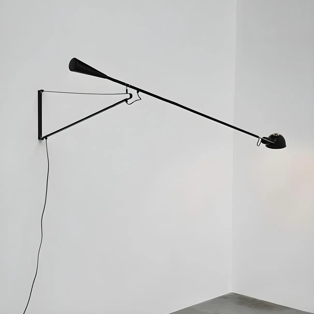 Geometric Metal Black Adjustable Swing Arm Wall Light