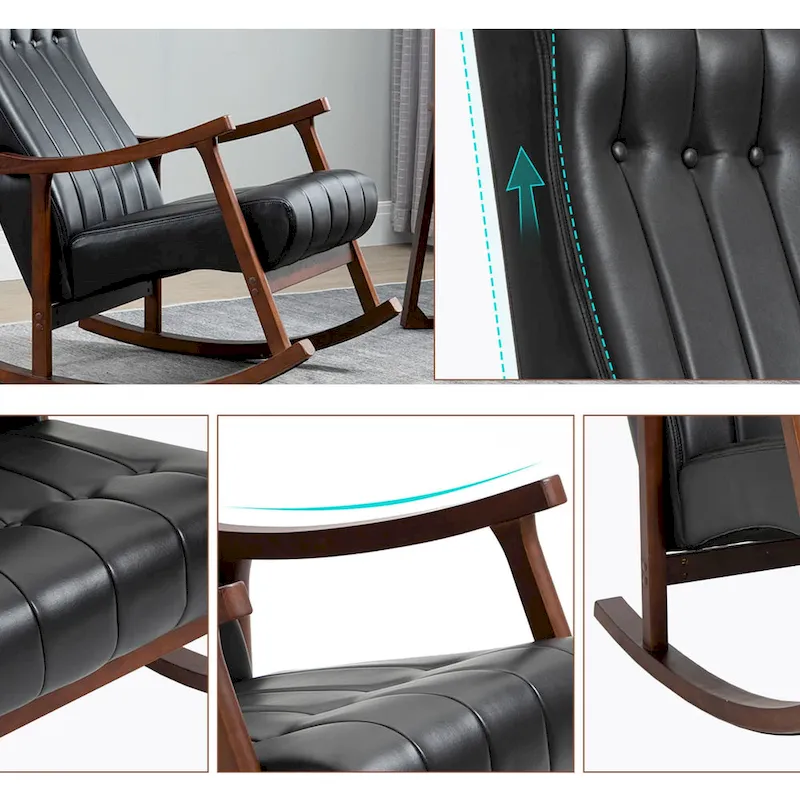 Upholstered Rocking Chair ModernHighBackArmchair