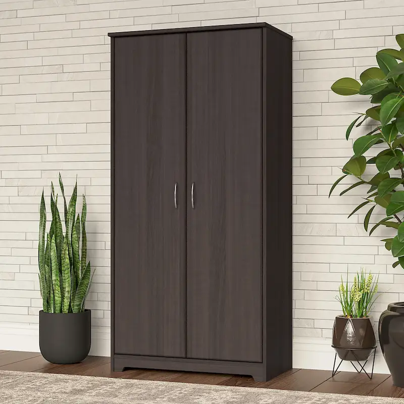 Tall Storage Cabinet with 2 Doors & Adjustable Shelves – 8 Colors, Transitional Style