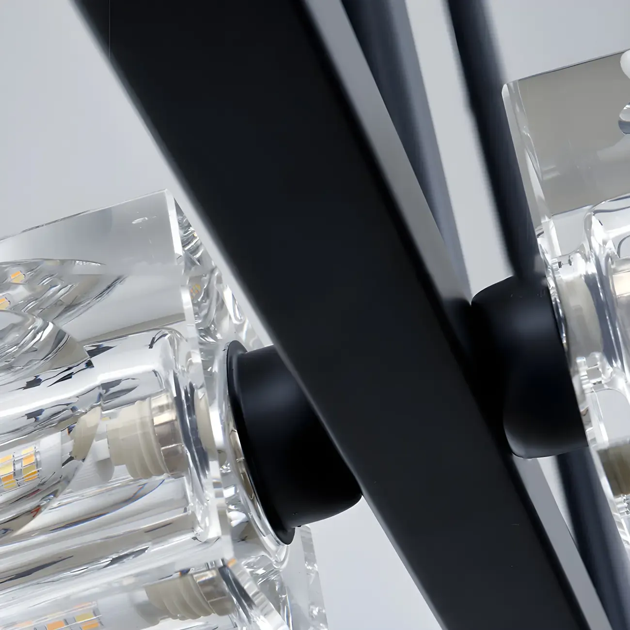 Adjustable Gold/Black Rectangle Crystal Island Chandelier