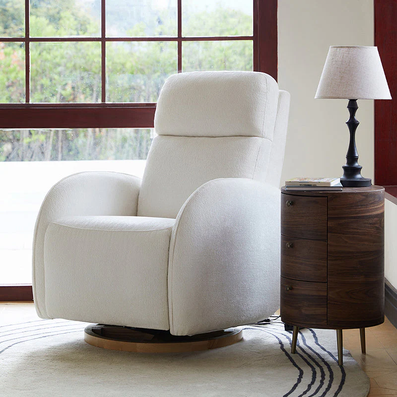 Electric Nursery Swivel Recliner with Motorized Headrest & Lumbar, Rocking Function, Night Light & USB/Type-C Ports | Ivory / Grey / Pink / Black | Single Seat