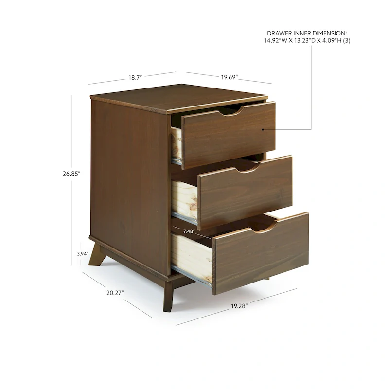 Purcell Wood 3 Drawer Nightstand