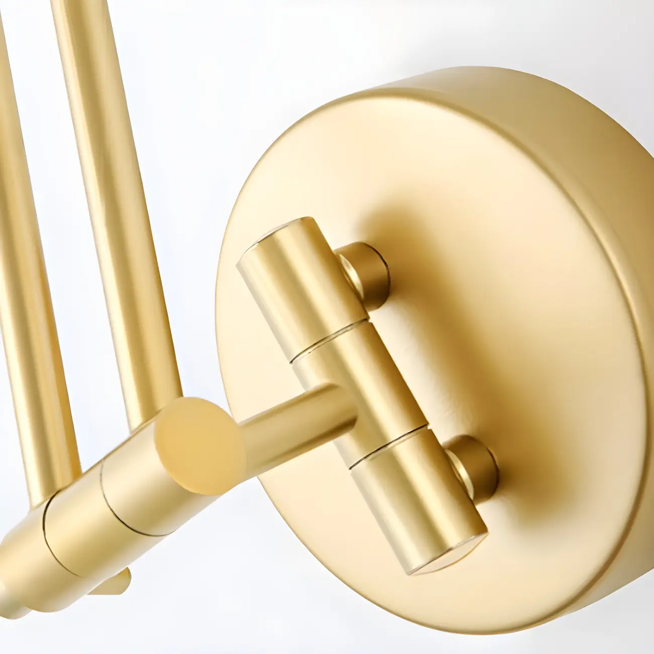 Modern Gold Adjustable Swing Arm Wall Light with White Shade