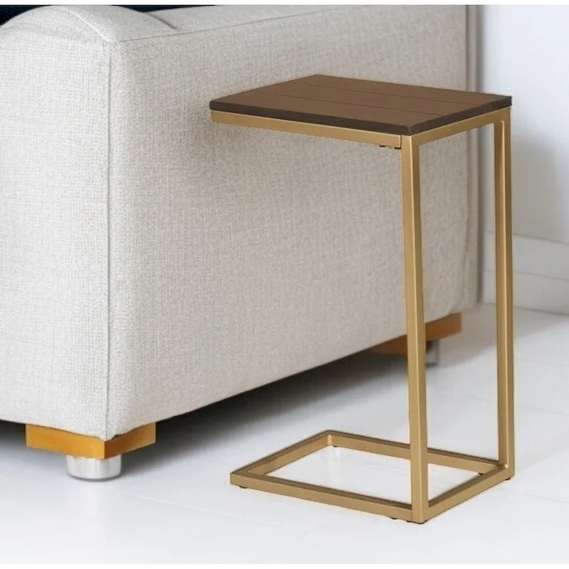 Dark Brown Solid Wood & Steel Frame End Table | 25