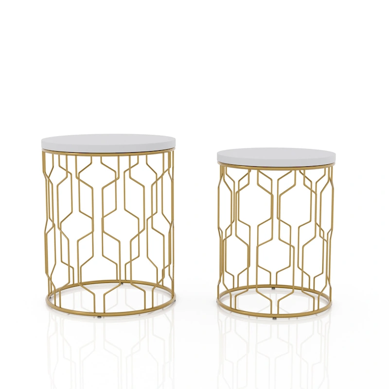 Quarn Modern 16-inch Steel Round 2-Piece Nesting Tables Set by Furniture of America