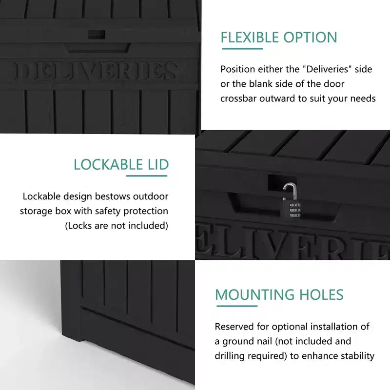 Chic Crate-Package Delivery Box, Large Lockable Storage Box, Double-Wall Resin Outdoor Package Delivery And Waterproof Deck Box For Porch, Patios