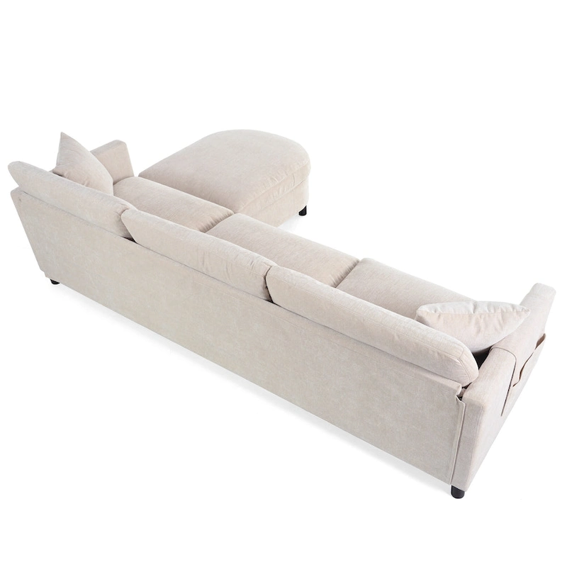 107.87 Removable Cushion 4-Seat Sectional Sofa with Movable Ottoman