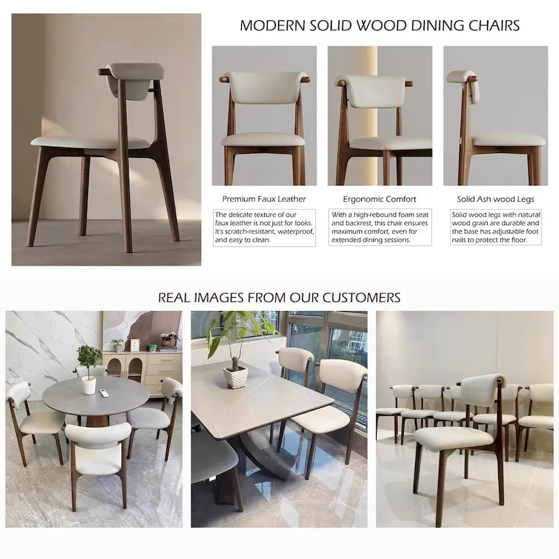 71 Modern Rectangular Dining Table with Stone Table-top, Wood Legs