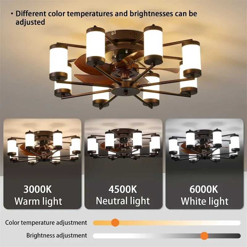 Ceiling Fan 21.7  with Dimmable Light DC Motor and 6 Speeds Reversible - N/A