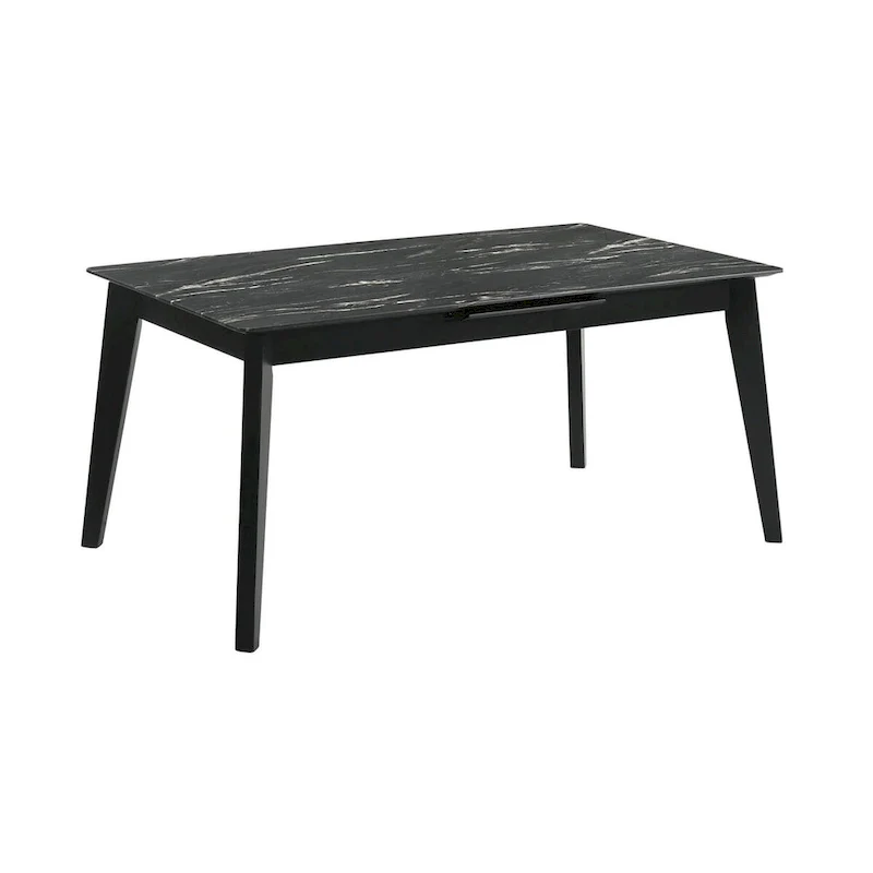 Rectangular Dining Table with Extension Leaf and Faux Marble Finish Top