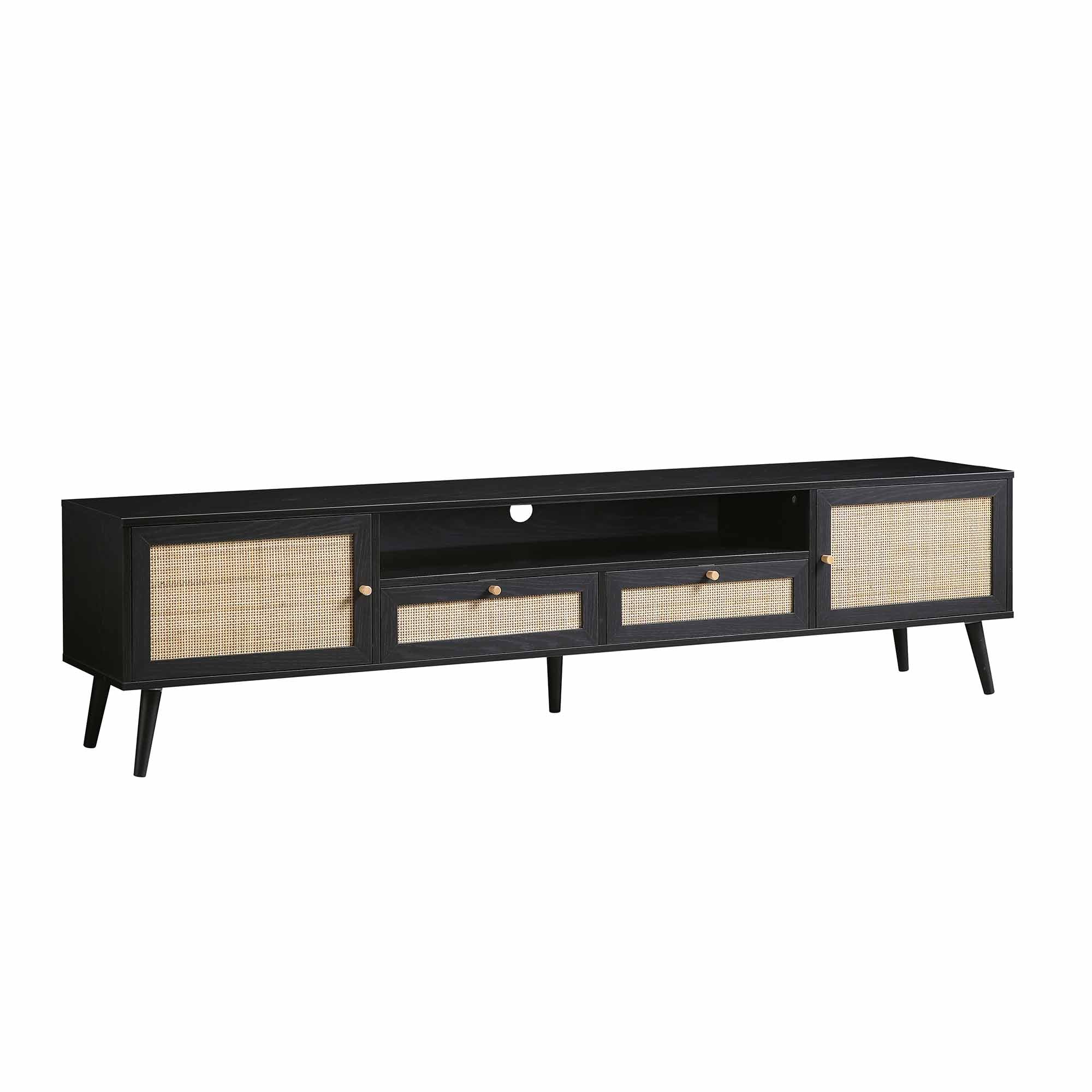 Woven Rattan 79in. Wide TV Unit, Black