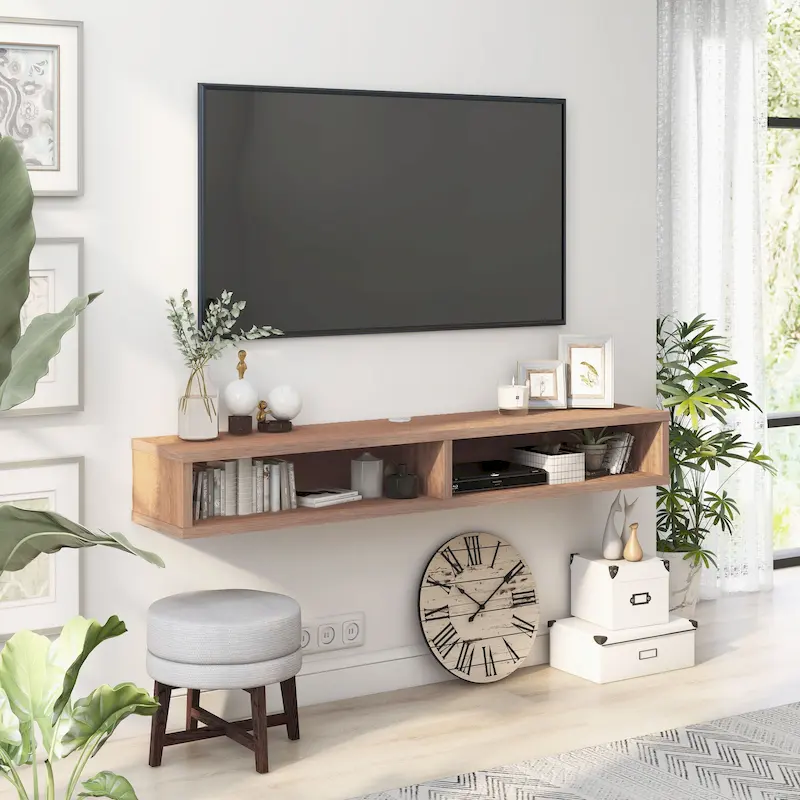 Modern 60-inch 2-Shelf Wall-Mounted Floating TV Console
