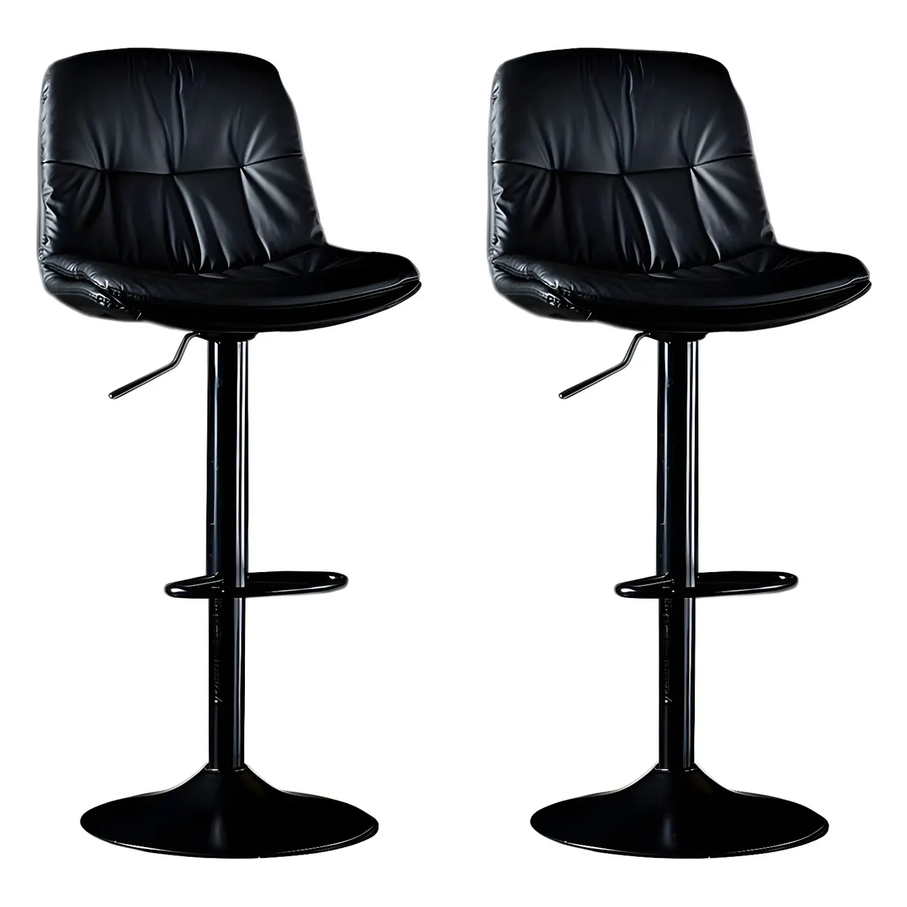 Adjustable Leather Low Back Swivel Bar Stool