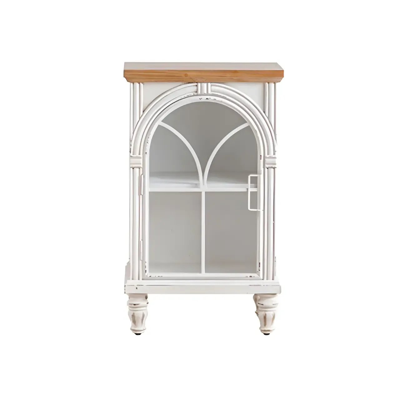 French Country Rectangular Metal Display Bookcase with Shelves