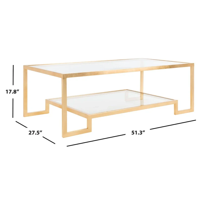 Couture Delila Rectangle Gold Leaf Coffee Table - 51.3 W x 27.5 L x 17.8 H - 51Wx28Dx18H