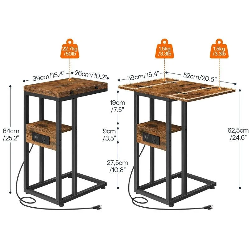 Foldable End Table - 15.4D x 10.2W x 25.2H