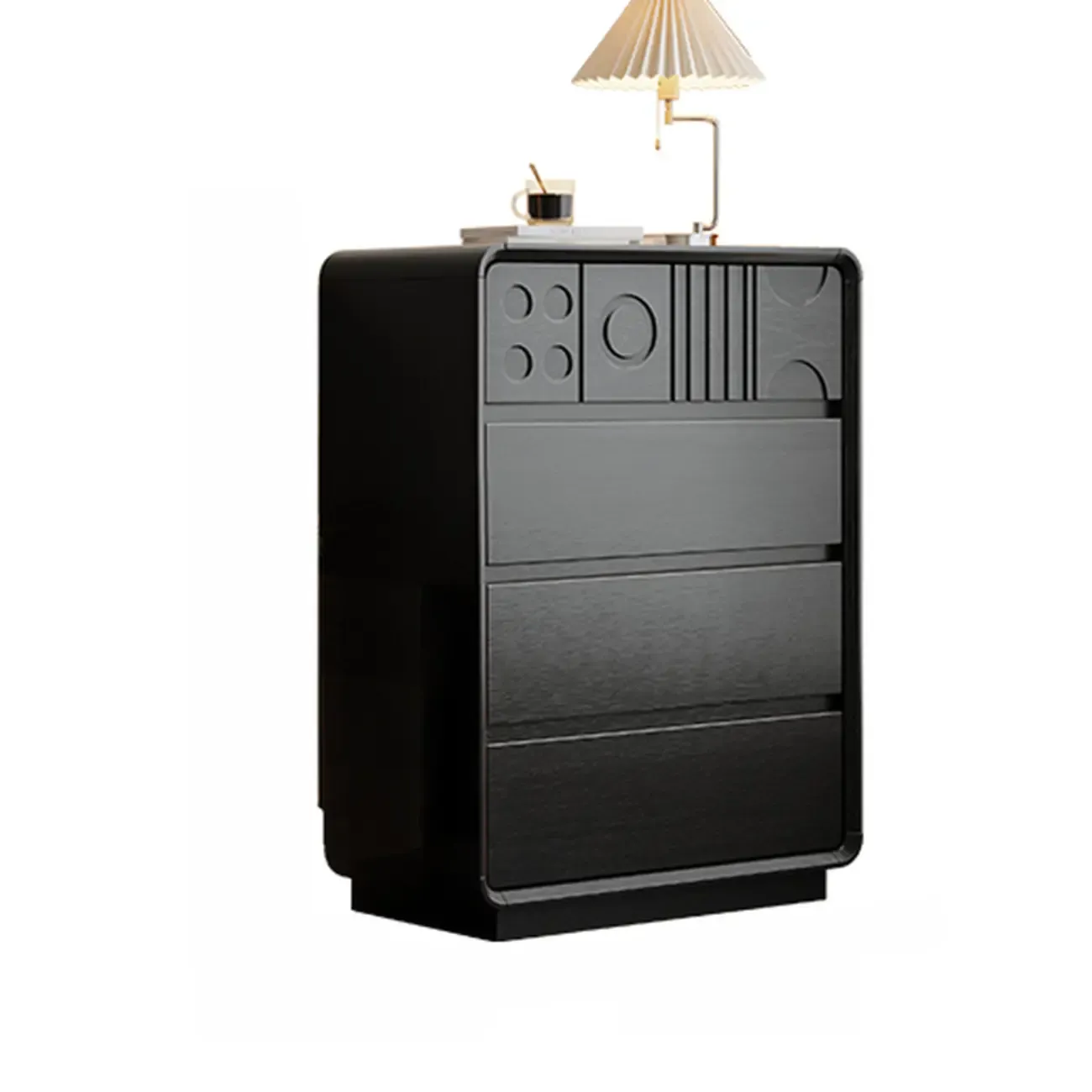 Art Deco Inspired Wood Dresser with Geometric Carvings