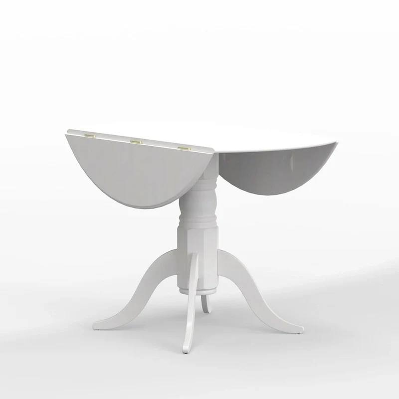 Round Drop-Leaf Dining Table with Cross Back Chairs - Natural Wood