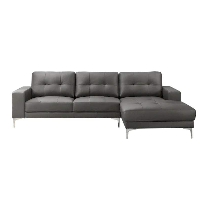 2 Piece Faux Leather Sectional Set with Square Armrest