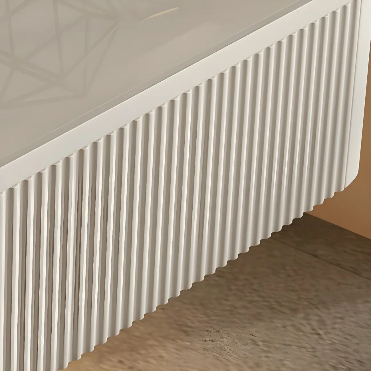 Modern Grey Wood Floating Nightstand with Glass Top