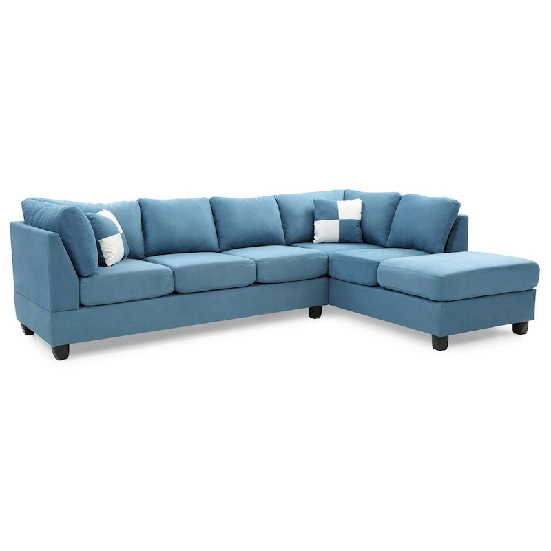 Malone 111 in. Suede 4-Seater Sectional Sofa with 2-Throw Pillow - 111 L x 78 W x 34 H