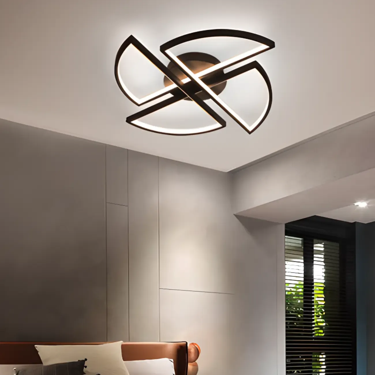 Modern Black-White Windmill Metal Flush Mount LED Ceiling Light