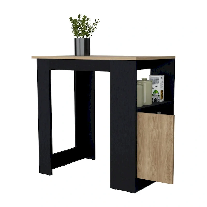 FM FURNITURE Arial Kitchen island in melamine,black/natural Oak