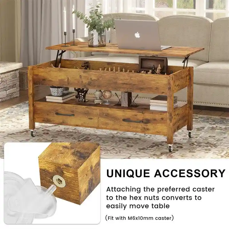 Lift Top Coffee Table - 19.7D x 43.3W x 24.8H