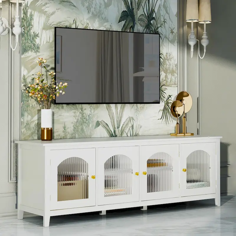 Naro Modern 71-Inch TV Stand with Glass Door by Christopher Knight Home