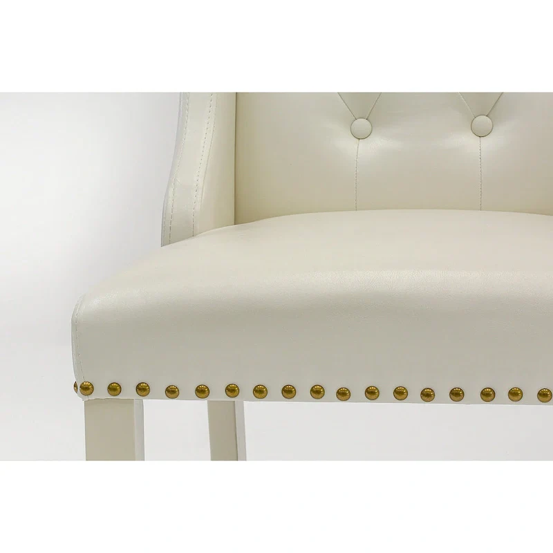 East West Furniture Parson Kitchen Chairs - Button Tufted Nailhead Upholstered Dining Chairs, Set of 2, (Finish & Upholstered)