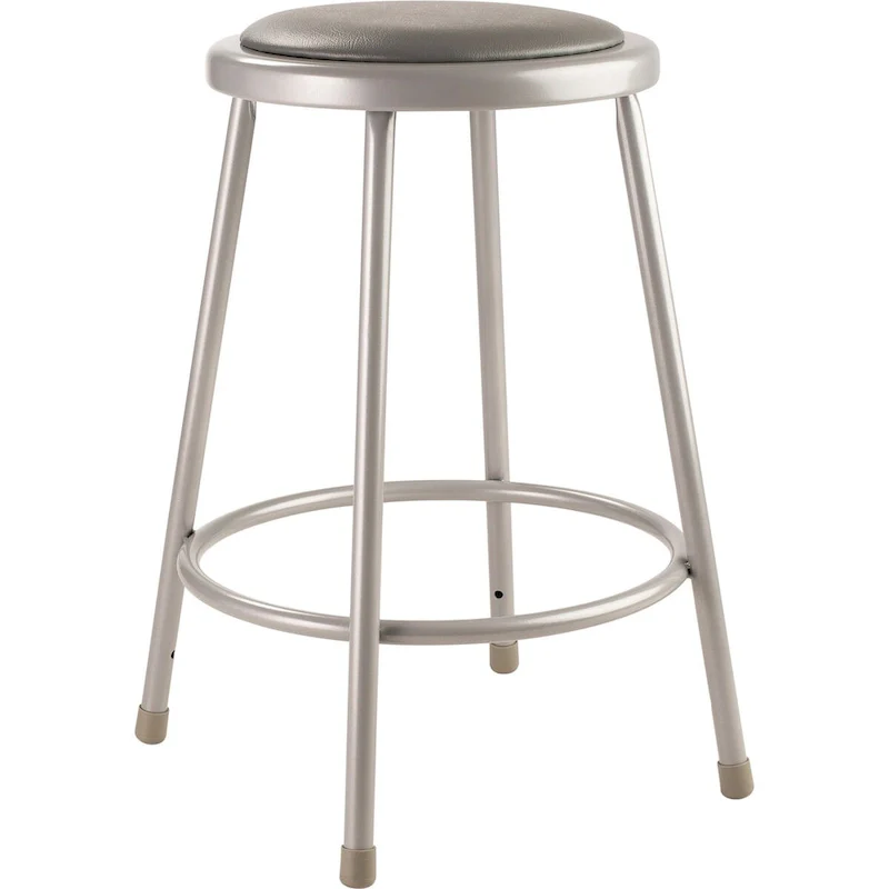 24 Heavy Duty Vinyl Padded Steel Stool, Grey
