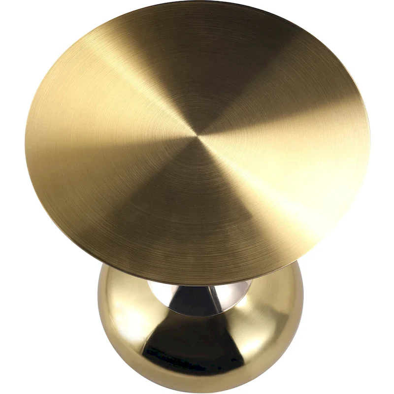 Savoy 18-Inch Round Side Table in Gold Stainless-Steel End Table with a Round Pedestal base