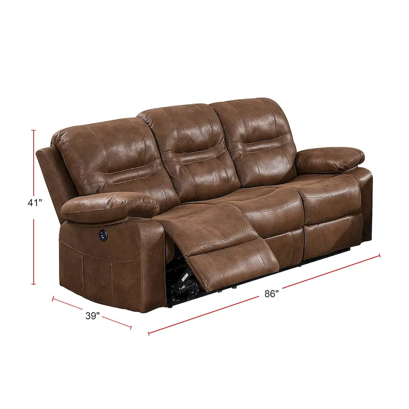 Breathable Leatherette Power Sofa