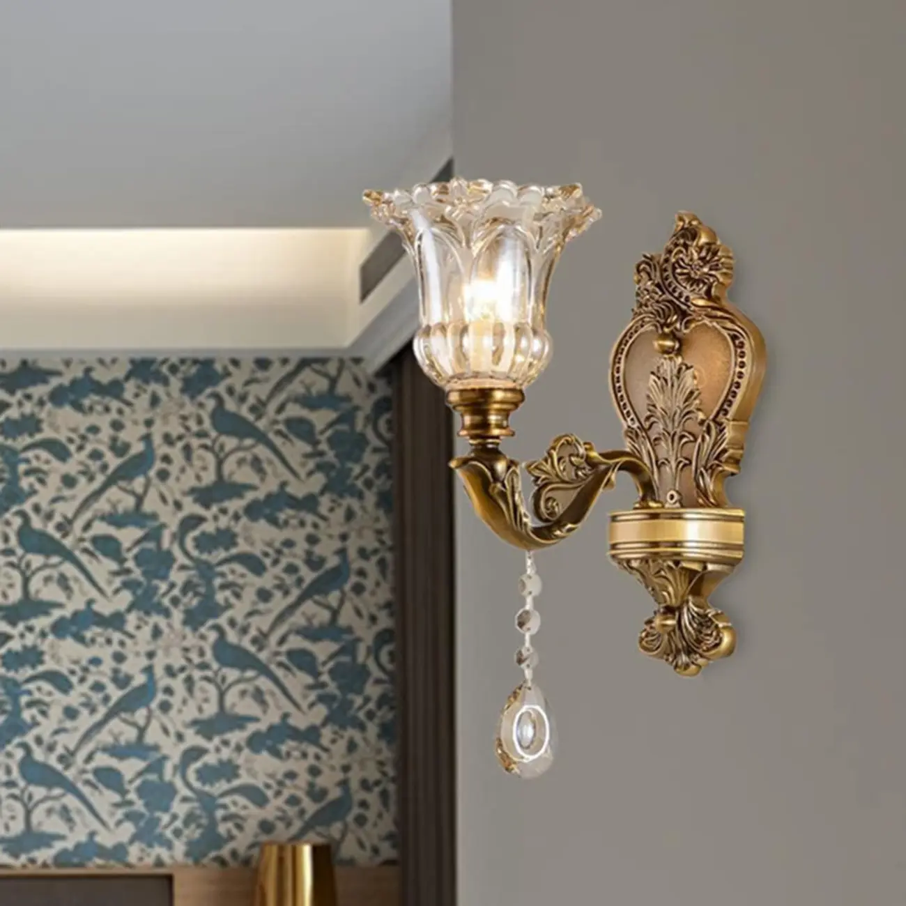 Antique Brass Geometric Indoor Wall Sconce