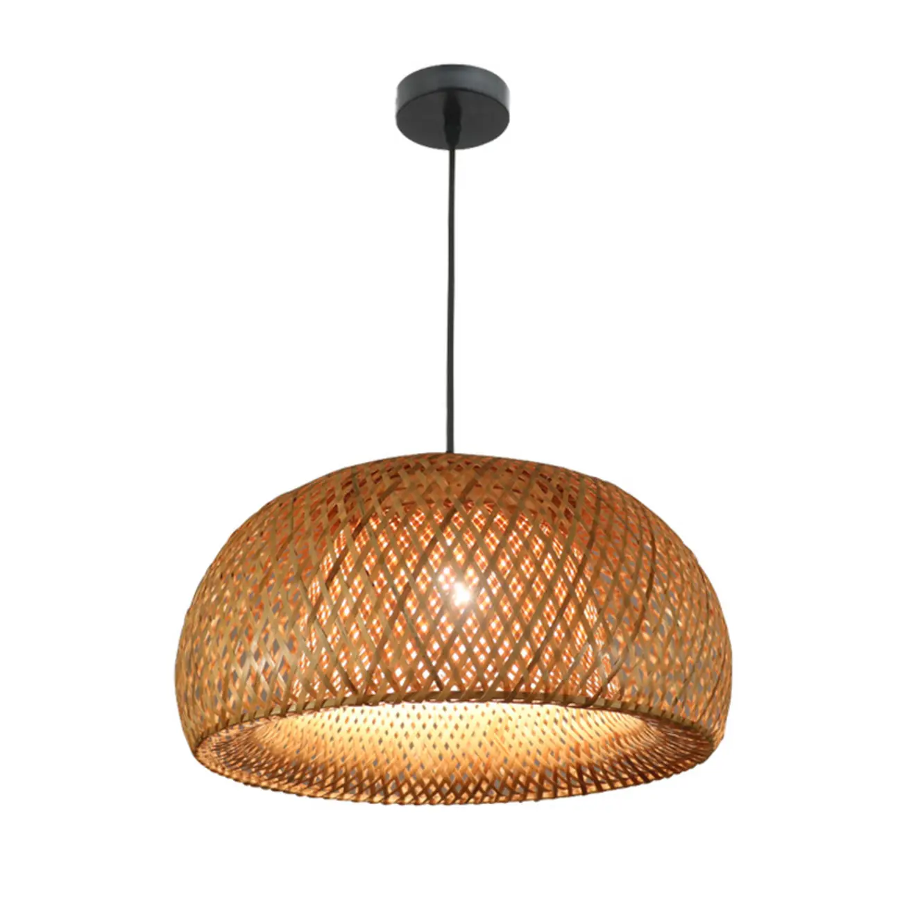 Adjustable Oriental Style Ratten Bamboo Hanging Pendant Light