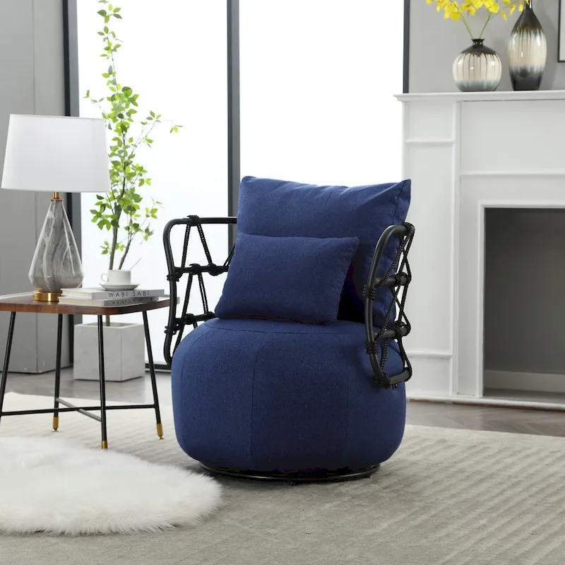 Upholstered Accent Chair with Metal Base