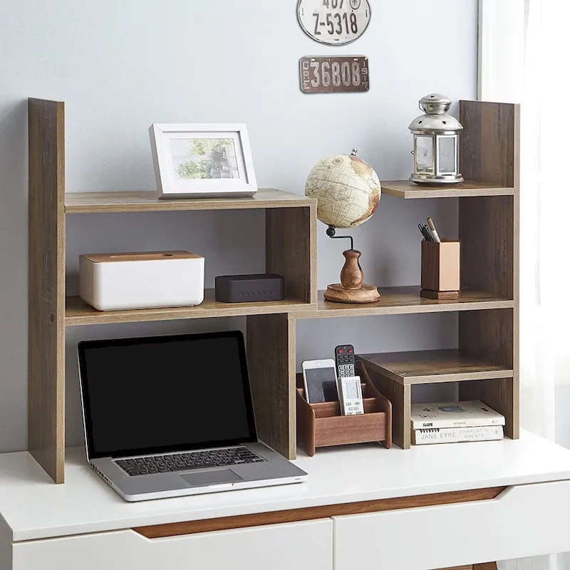 Compact Adjustable Desk Bookshelf - Rustic Brown
