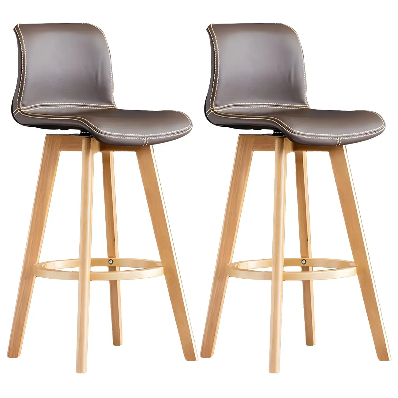 Mid-Century Distressed Leather Swivel Bar Stool with Back