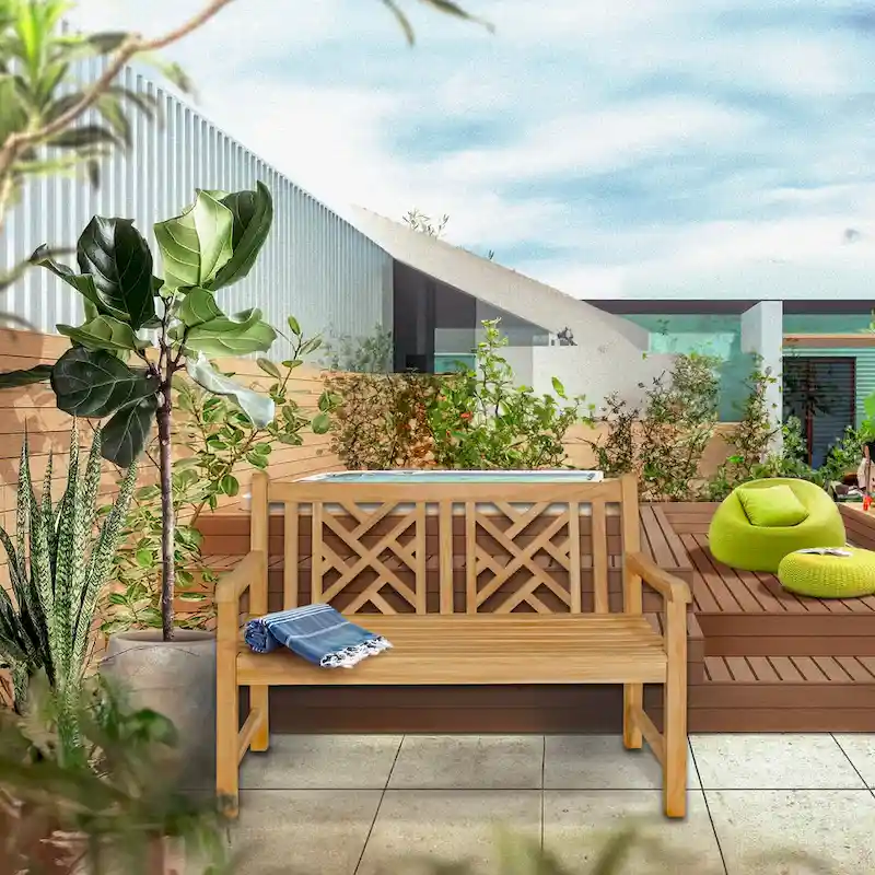 Seven Seas Teak Saint Thomas Outdoor Teak Wood Patio Bench, 4 Foot