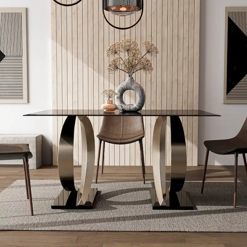 Furniture of America Tualatin Modern 58-inch Glass Top Dining Table