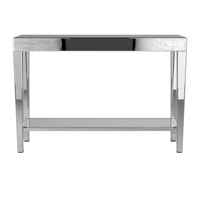 Mirrored Console Table with Bottom Shelf Glam Entryway Living Room